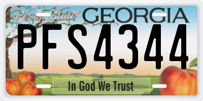 GA license plate PFS4344