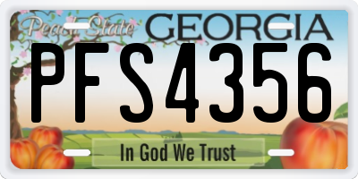 GA license plate PFS4356