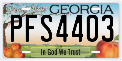 GA license plate PFS4403
