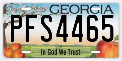 GA license plate PFS4465