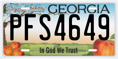 GA license plate PFS4649
