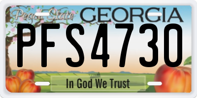 GA license plate PFS4730