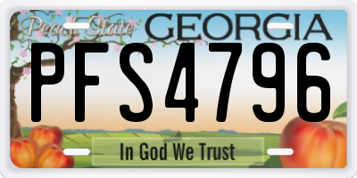 GA license plate PFS4796