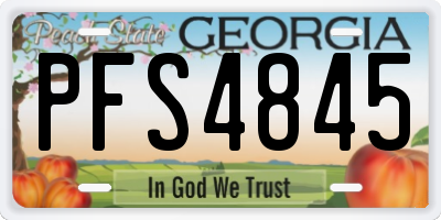 GA license plate PFS4845