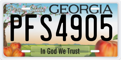 GA license plate PFS4905