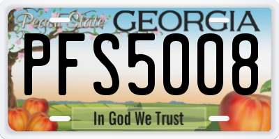 GA license plate PFS5008