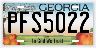 GA license plate PFS5022