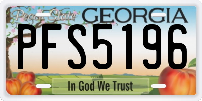 GA license plate PFS5196