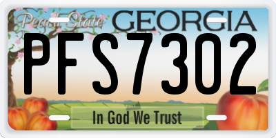 GA license plate PFS7302