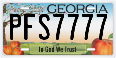 GA license plate PFS7777