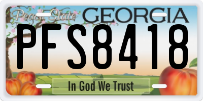 GA license plate PFS8418
