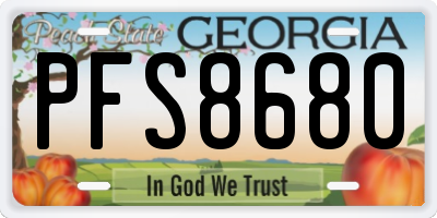 GA license plate PFS8680