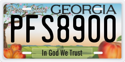GA license plate PFS8900