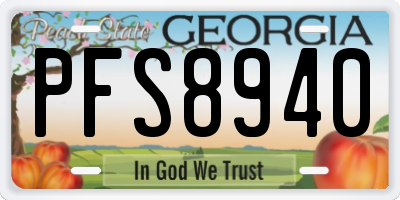 GA license plate PFS8940