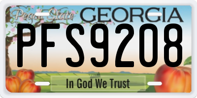 GA license plate PFS9208