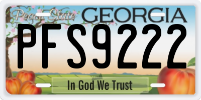 GA license plate PFS9222