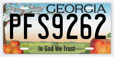 GA license plate PFS9262