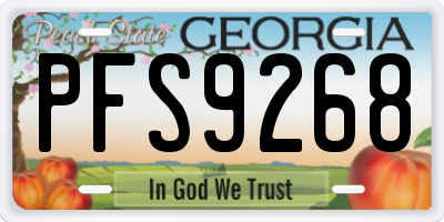 GA license plate PFS9268
