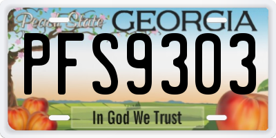 GA license plate PFS9303
