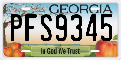GA license plate PFS9345