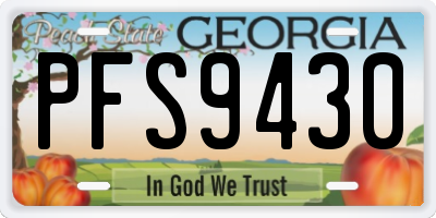 GA license plate PFS9430
