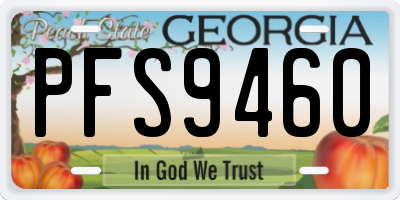 GA license plate PFS9460