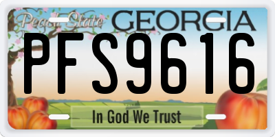 GA license plate PFS9616