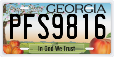 GA license plate PFS9816