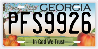 GA license plate PFS9926