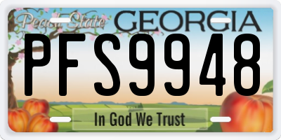 GA license plate PFS9948