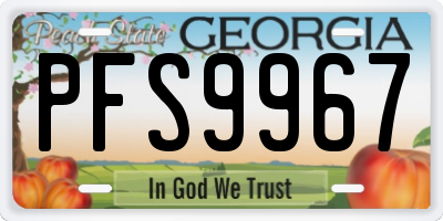 GA license plate PFS9967