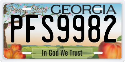 GA license plate PFS9982
