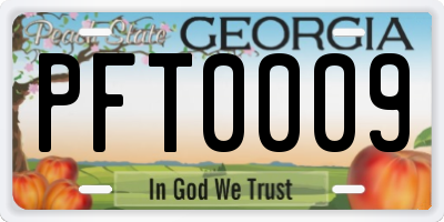 GA license plate PFT0009