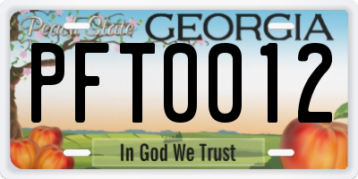 GA license plate PFT0012