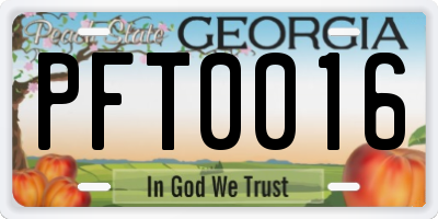 GA license plate PFT0016