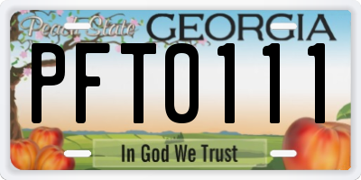 GA license plate PFT0111