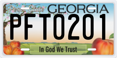 GA license plate PFT0201
