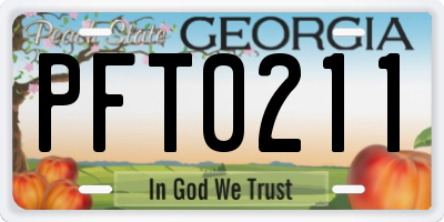 GA license plate PFT0211