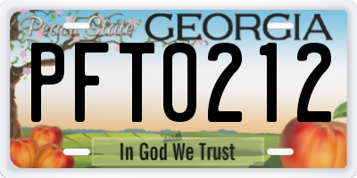 GA license plate PFT0212