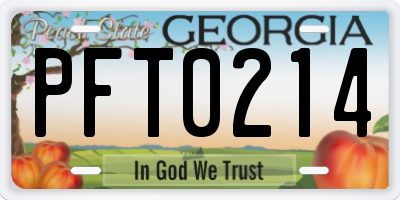 GA license plate PFT0214