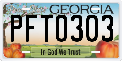GA license plate PFT0303