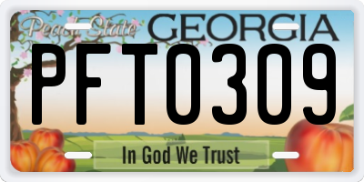 GA license plate PFT0309