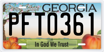 GA license plate PFT0361