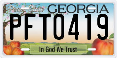 GA license plate PFT0419