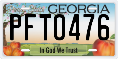 GA license plate PFT0476
