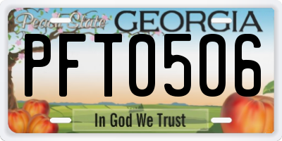 GA license plate PFT0506