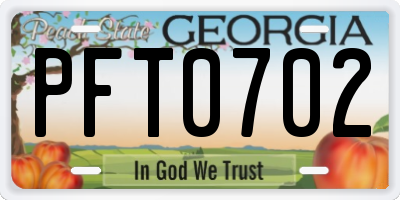GA license plate PFT0702