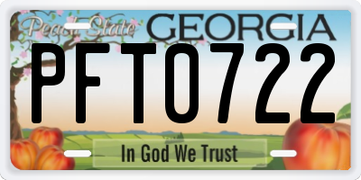 GA license plate PFT0722