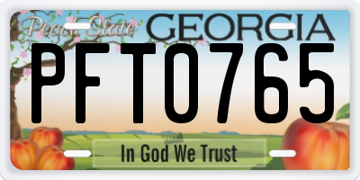 GA license plate PFT0765