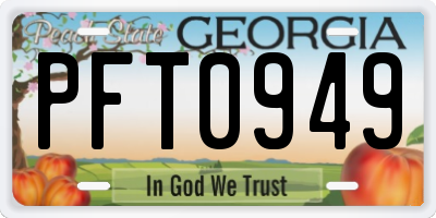 GA license plate PFT0949